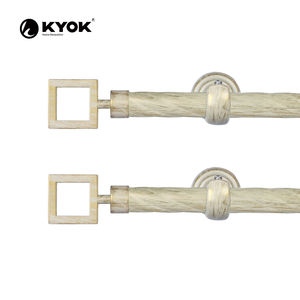 Juego de Barras de Cortina KYOK Modernas de Metal Cuadrado con Acabado Dorado y Textura de Cristal Trenzado para Baño, Balcón y Decoración de Lujo Interior/Exterior - Product Image 2