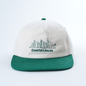 Casquette Snapback à profil bas 100% coton avec logo brodé, casquette de sport à 5 panneaux, couleur beige et verte - Product Image 6