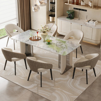 Table à manger rectangulaire en pierre, fabriquée en Chine, pour salle à manger, ensemble de table à manger 6 places