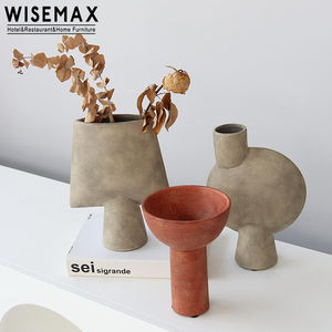 WISEMAX – meubles d'art contemporain simple, ornement fait à la main, décorations en céramique, vase à fleurs géométrique abstrait - Product Image 1