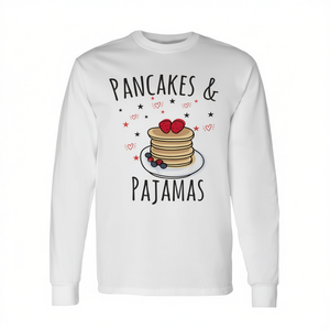 แพนเค้กและชุดนอน เสื้อยืดแขนยาวน่ารักสไตล์คาวาอิสำหรับงานปาร์ตี้นอนเล่น - Product Image 3