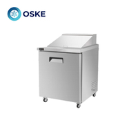 Réfrigérateur compact silencieux certifié ETL américain pour la conservation des salades et des fruits avec table de préparation de pizzas à refroidissement par air et congélateur intégré