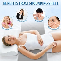 Feuilles de mise à la terre en fibre d'argent 10% et coton biologique 90% pour matelas Queen King Toutes tailles Style hôtel Cordon de stylo à carreaux 104 "* 24"