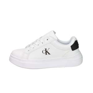 Calvin Klein Kids <b>Lace</b>-up Court Sneakers <b>White</b> Black 32 Size 3 Cm Heel Canvas Trendy Shoes - Product Image 1