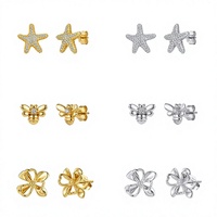 HUIYUE Zirkon 925 Silber Ohrstecker für Damen, Luxuriöse Hochwertige Elegante Natürliche Brise Seestern Biene Blumen Ohrringe