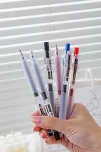 Heshuo pena Gel tekan Super menulis Label emas pena ujian siswa kapasitas besar pertanyaan CS ujung bola ganda pena tulis halus - Product Image 5