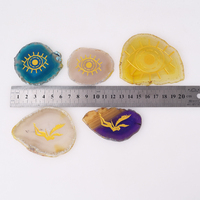Dalle d'agate tranche d'agate de haute qualité avec mauvais yeux ange beau motif pour les méditations de yoga artisanat en cristal spirituel