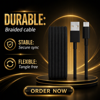 Câble en nylon tressé USB-A USB-C Beats, USB 2.0, charge rapide, design durable anti-emmêlement, compatible Android (1,5 m 5 pi) Bolt