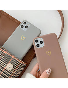Funda de teléfono de lámina dorada personalizada, OEM, fabricante chino, bronce, estampado dorado, para PC, marrón, con Corazón dorado - Product Image 5