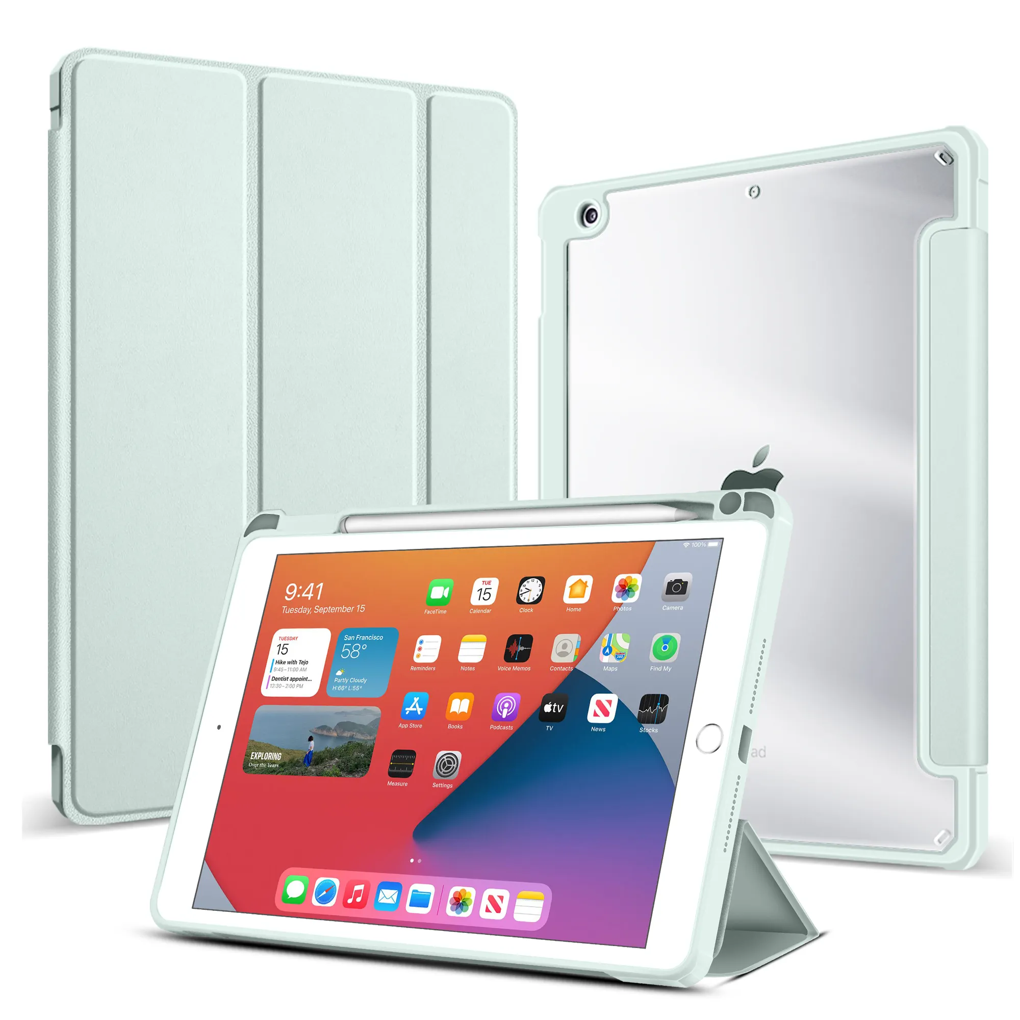 Alta calidad Folio Flip PU Funda de cuero Hard PC Funda trasera transparente para iPad Pro 234 11"