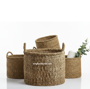 Foldable Modern Seagrass Storage <b>Baskets</b> for Clothing Eco-Friendly <b>Large</b> Capacity Organizer Handles for Home Closet Laundry Use - Product Image 1