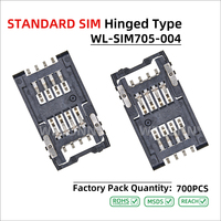 WECONN WL-SIM705-004 Connecteur de carte SIM à charnière 8 broches + 0, H=2,50 mm, Connecteur carte à carte personnalisable