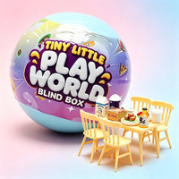 46 pièces de mini-mondes de jeu, boîte mystère, mini-réfrigérateur jouet avec lumières, mini-accessoires alimentaires pour ensemble de cuisine pour enfants