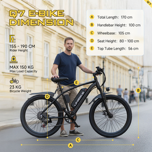 จักรยานไฟฟ้ารุ่น Q7 City E-Bike จากสหราชอาณาจักรและสหภาพยุโรป พร้อมระบบกันสะเทือนหน้า แบตเตอรี่ลิเธียม 36 โวลต์ สำหรับผู้ใหญ่ จักรยานสำหรับในเมือง - Product Image 5