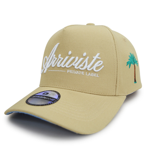 Cappello Strutturato a 5 Pannelli Bicolore Beige e Nero con Logo Personalizzato Ricamato 3D a Rilievo, MOQ Basso, OEM ODM - Product Image 6