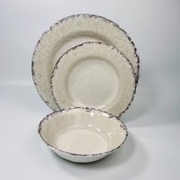 Ensemble d'assiettes et de bols en mélamine 12 pièces-Vaisselle incassable d'extérieur pour camping/pique-nique Design floral abstrait Vente en gros
