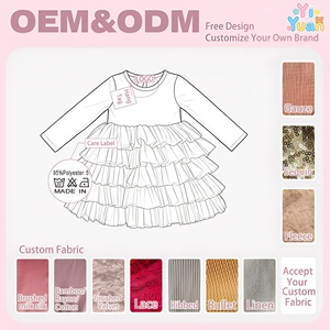 <span class=keywords><strong>Robe</strong></span> Tutu pour Enfants en Velours Écrasé Bordeaux à Manches Longues, Jupe en Tulle à Volants Multi-Couches, <span class=keywords><strong>Robe</strong></span> de Soirée de Noël pour Fillettes - Product Image 2