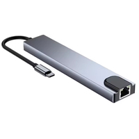 Adaptateur Hub USB-C 8-en-1 Type-C 4K 30Hz Convertisseur Ethernet USB 3.0 Hub USB-C Dock 1-en-8 pour MacBook
