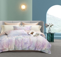 Ensemble de literie quatre pièces antibactérien, doux et respirant, de luxe abordable, en violet rêveur avec impression réactive
