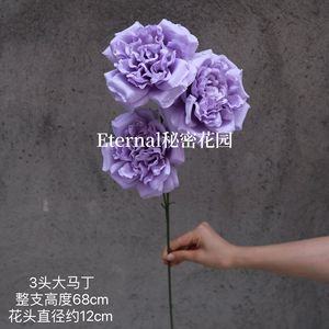 Decoraciones de Boda con Flor de Seda Grande de 3 Cabezas, Color Morado Oscuro, Marca Martin - Product Image 3