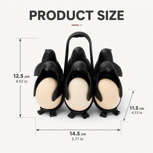 Juego de Soportes para Huevos de Pingüino, 6 Piezas, Apilables, Organizador de Huevos para Refrigerador, Cocedor de Huevos Cocidos - Product Image 6