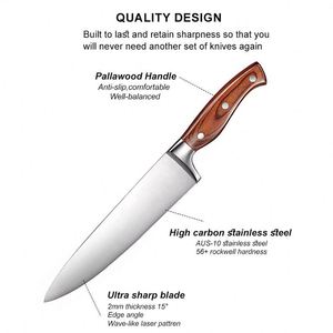 Ensemble de couteaux de cuisine personnalisés, 16 pièces, acier inoxydable, lame en damas forgée, couteaux de chef, couteaux utilitaires avec support en bois - Product Image 2