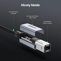 Kabel Printer UGREEN USB B ke USB C, Kabel MIDI USB C 3FT, Kabel Printer Berlapis Nilon untuk MacBook Pro/Air