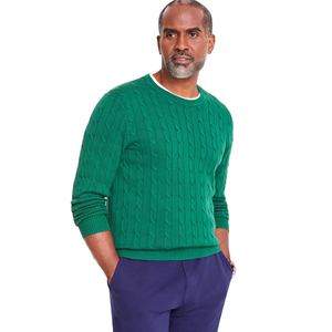 Suéter de Invierno para Hombre, Transpirable, con Patrón de Cable, 100% Algodón, Cuello Redondo, Logotipo Frontal, Producción OEM - Product Image 1