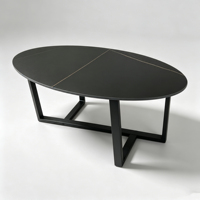 Table basse convertible ovale en verre trempé, faite à la main, durable, écologique, avec étagère de rangement en rotin à 2 niveaux, structure en métal, style moderne
