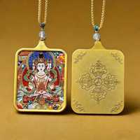 Thangka doré peint à la main, huit divinités gardiennes, cartes de sagesse, statue de Bouddha en acier titane, ornements personnalisés