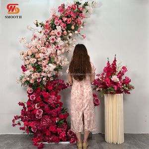 Suave Venta caliente flor arco Rosa gradientes Color Combo cuerno flor arco arreglo para boda telón de fondo - Product Image 5