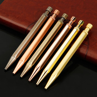 Stylos de presse hexagonaux coûteux Configuration utilitaire Stylo à bille rechargeable Stylos poncés en laiton rétro Stylo à ressort à six tranchants