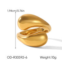 Nouvelles bagues tendance en acier inoxydable plaqué or 18 carats avec pierres naturelles, style punk géométrique exagéré, inaltérables, polyvalentes, idéales comme cadeau