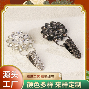 Stylish Women's Zinc Alloy Duckbill <b>Buckle</b> With Crystal Flower Design For Garment Decoration <b>Clip</b> <b>Buckle</b> White And Black - Product Image 5