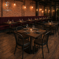 Chaise Ron Group en métal, table carrée en bois massif, banquette en cuir, mobilier de restaurant commercial de luxe