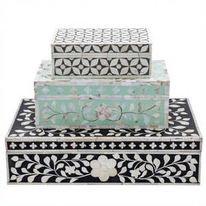 Boîte à bijoux en incrustation de résine et d'os faite à la main de vente directe d'usine - Product Image 1