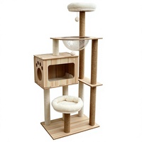 Vente en gros usine Arbre à chat et lit en bois moderne, classique, luxueux et mignon, toutes saisons, avec capsule spatiale et boîte à jouets