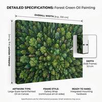 Peinture à l'huile sur toile de lin, grande taille, vert, texture épaisse, abstraite, peinte au couteau, pour salle à manger moderne