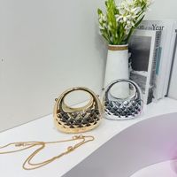Sac bandoulière demi-lune en acrylique matelassé avec motif losanges, mini sac à main Hobo pour femme avec poignée supérieure