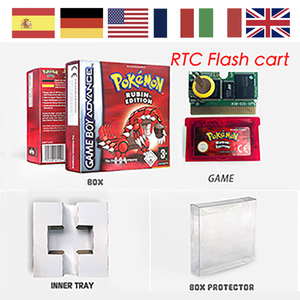 POKE Leaf Green Fire Red Ruby Emerald SAPPHIRE USA FRA EUR NOE ESP ITA RTC 1M Flash cart CART box trey Game Cartridge for Gba - Product Image 1