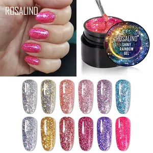 Rosalind - Esmalte de unhas em gel com glitter UV 5ml para venda no atacado, cor arco-íris brilhante, marca própria oem, ideal para unhas