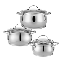 Ustensiles de cuisine en gros : Ensemble de 6 casseroles en acier inoxydable avec couvercles en verre et fond à induction pour cuisinière