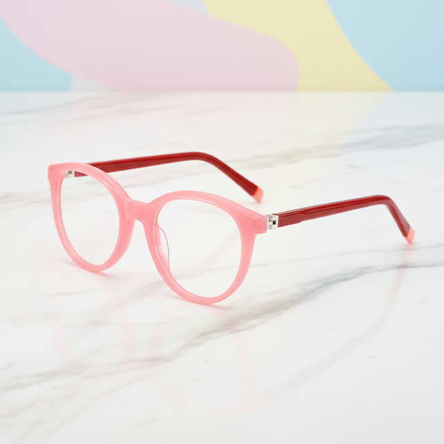 180° Hinges Spin Kids Glasses Frame - Non Prescription Clear Lens Eyeglasses, Acetate Frame with Shatterproof Lenses
