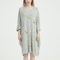 T-shirt de nuit long surdimensionné à col rond entièrement imprimé personnalisé, robe de nuit douce, t-shirt pour femmes, vêtements de détente, chemise de nuit pour femmes, pyjama