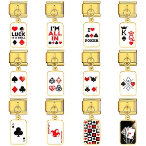 Wholesale Hot Sales <b>Playing</b> <b>Cards</b> Poker Italian Charm Pendant Link Fit 9mm Stainless Steel Bracelet DIY Making Jewelry Women Man - Product Image 4
