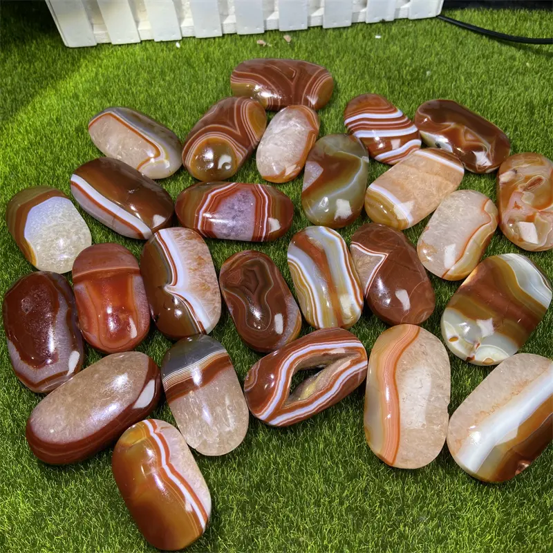 Wholesale Hand Carved Polished Healing Red Agate Palm Stone Red Sardonyx Palm Stone For Ornament