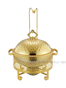 Chafer de cocina de acero inoxidable, suministros de acampada de tamaño completo, cubierta de diamante de trébol de cuatro hojas doradas, colgante, 8.0L, plato de <span class=keywords><strong>Chafing</strong></span> de lujo - Product Image 2