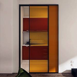 דלת הזזה מזכוכית מתקפלת לחדר שינה מינימליסטית ויוקרתית המתאימה לארונות בגדים ומטבחים - Product Image 4