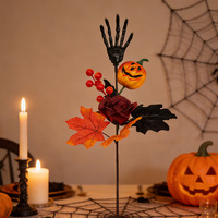 Fleurs artificielles de haute qualité en soie, feuilles d'érable et palmiers, pour Halloween et Pâques, semi-artisanales, semi-mécaniques