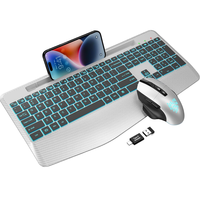 Kablosuz Ergonomik RGB Arkadan Aydınlatmalı Programlanabilir Multimedya Tuşları Dahili 11 inç Telefon Tablet Yuvası 2.4G Tam Boyutlu Mouse 4 Seviye